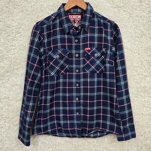 Dixxon Womens Torrance Flannel Shirt Navy Plaid Size Medium Streetwear